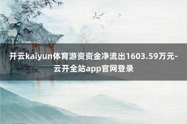 开云kaiyun体育游资资金净流出1603.59万元-云开全站app官网登录