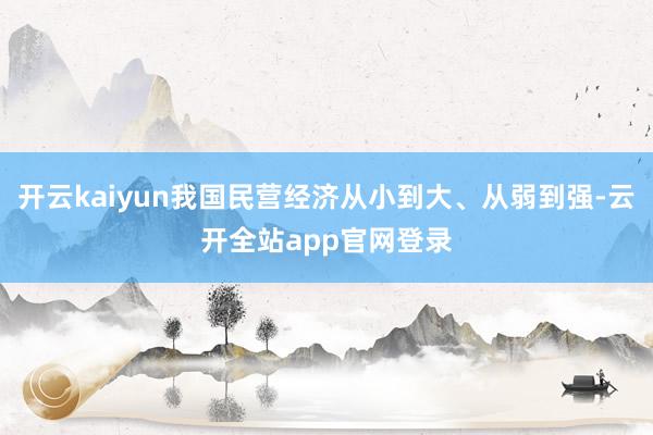 开云kaiyun我国民营经济从小到大、从弱到强-云开全站app官网登录