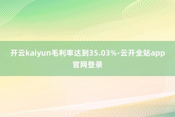 开云kaiyun毛利率达到35.03%-云开全站app官网登录